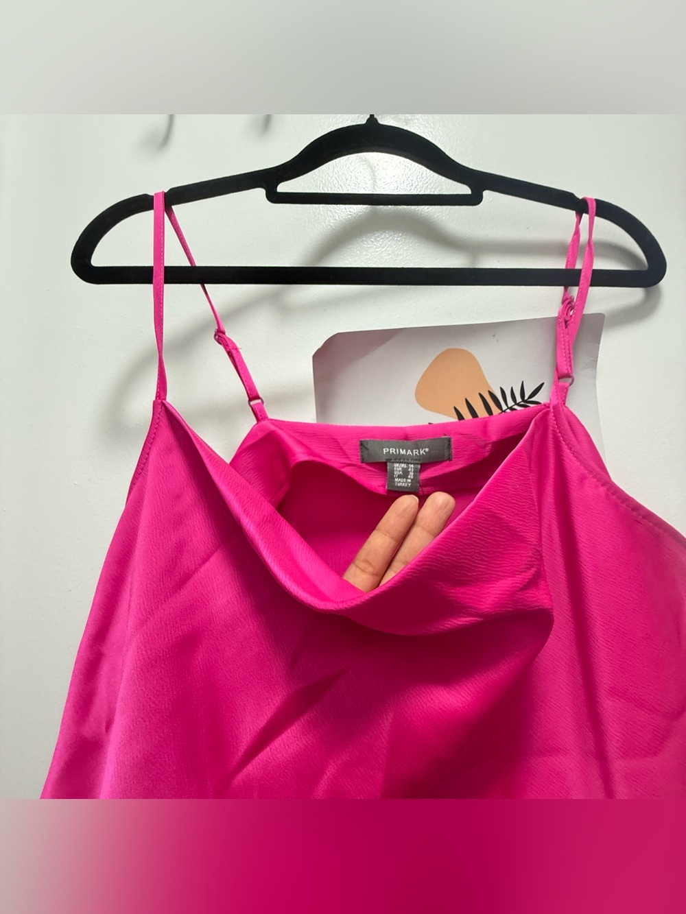 NWT Hot Pink Satin Cowl Neck Cami Strappy Tank Top US 10 - Picture 3 of 11